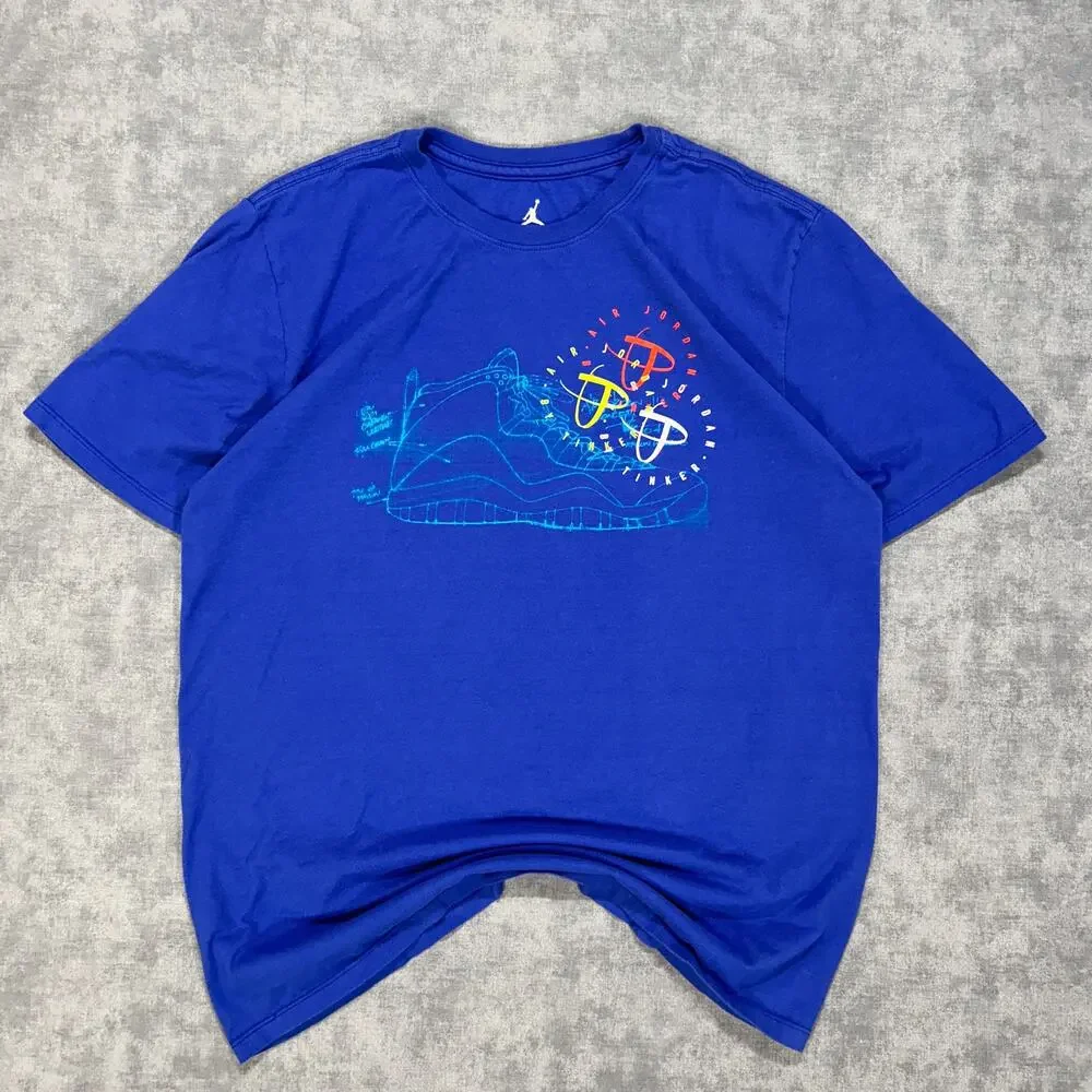 Jordan Legacy Tinker Sneaker graphic tshirt blue mens Large